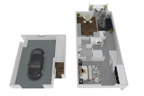 Floor plan for 1 bed, 1 bath, 711 sqft